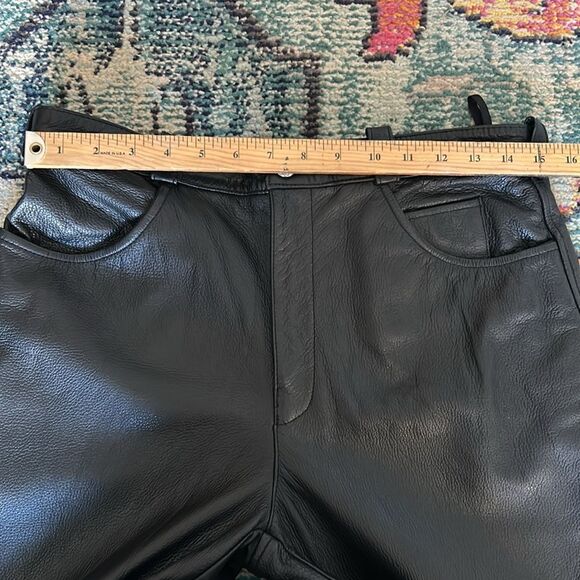 Harley-Davidson Black leather Pants with Fringe Details lined size 8 - Picture 9 of 12